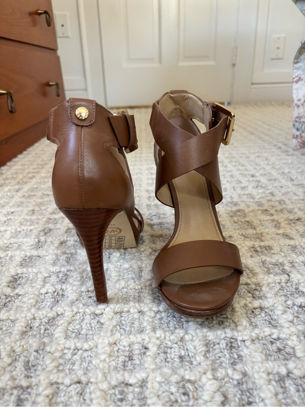 Brown Strappy High Heel Sandals - Women Michael Kors